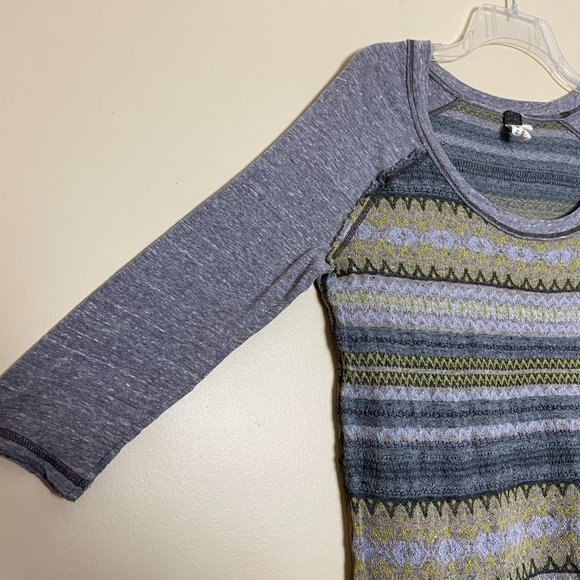 We the Free People Fair Isle Boho Tunic Mini Dress Size Small Raglan Sleeve - Picture 4 of 7